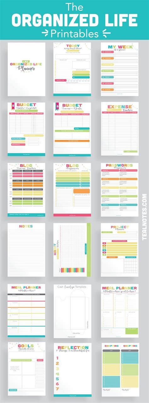 The Organized Life Printables 18 Printables To Organize Your Whole