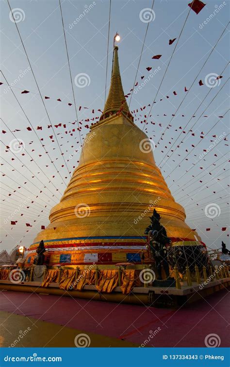 Phukhao Thong Temple At Night Stock Image Image Of Asia Thailand