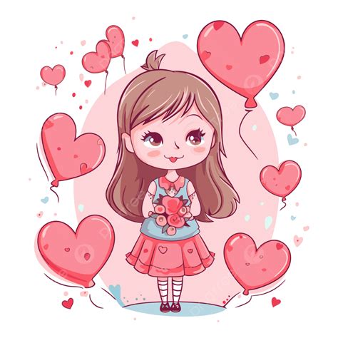 Lindo San Valentin Vector Png Dibujos Pegatina Clipart Linda Chica