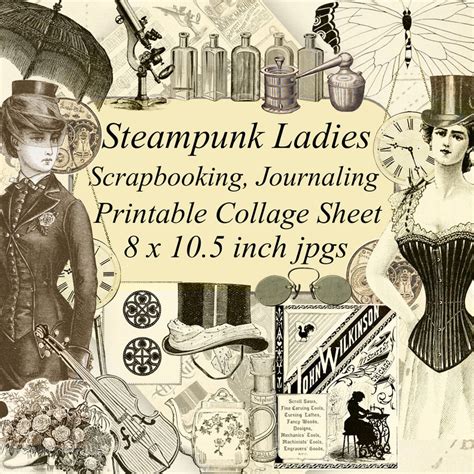 Victorian Ladies Steampunk Printable Digital Collage Sheet Etsy