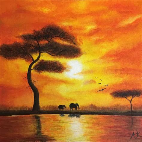 African Sunrise Painting At Explore Collection Of