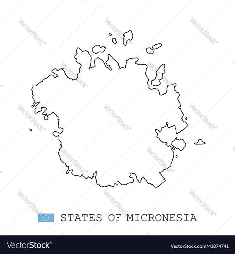 States Of Micronesia Map Line Linear Thin Vector Image