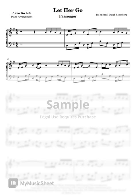 Passenger Let Her Go By Piano Go Life Partitura