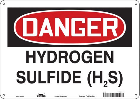 Condor Safety Sign Sign Format Traditional Osha Hydrogen Sulfide H2s Sign Header Danger