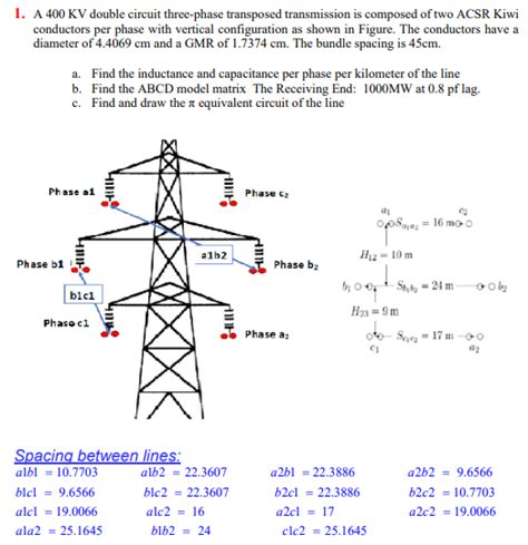 Solved 1 A 400 Kv Double Circuit Three Phase Transposed