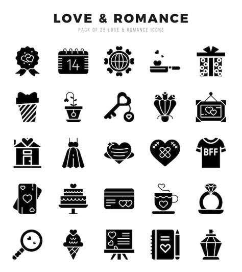 Premium Vector Love Romance Icons Bundle Glyph Style Icons Vector