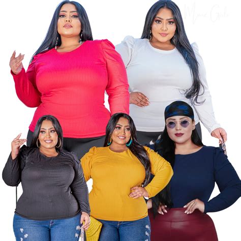 Kit C 5 Blusas Feminina Plus Size Manga Longa Tamanho Gg G1 G2 G3