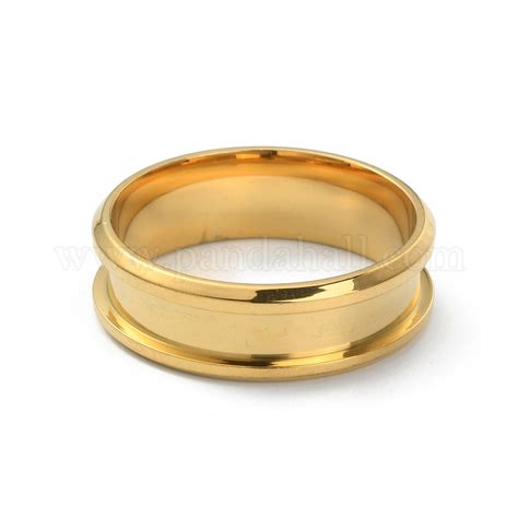 Wholesale 201 Stainless Steel Grooved Finger Ring Settings Pandahall