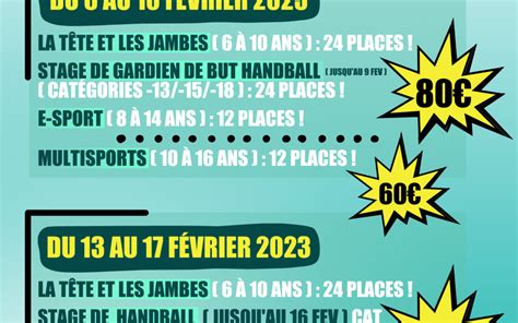 VACANCES SPORTIVES FÉVRIER 2023 - Girondins de Bordeaux Bastide Handball Club