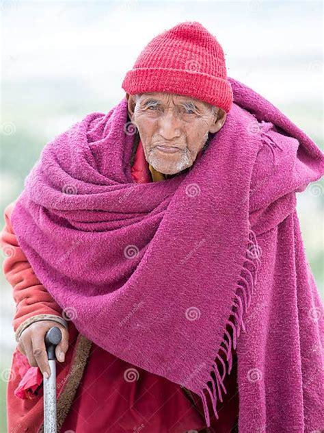 Old Tibetan Buddhist Monk In Ladakh India Editorial Stock Photo