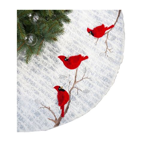 Cardinal Bird Christmas Tree Skirt - MON AMI Stockings & Tree Skirts ...