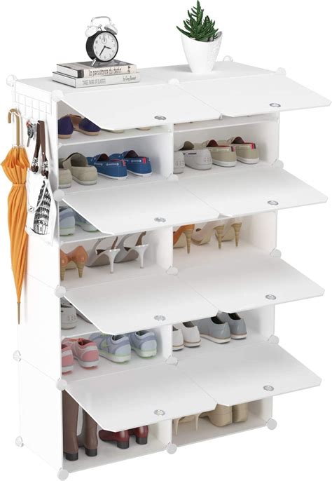 Homidec Shoe Rack X Tier Shoe Storage Cabinet Pair Plastic Shoe