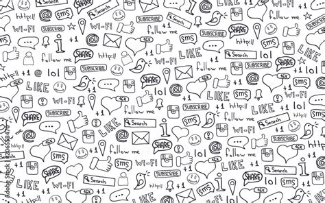 Social Media Banners With Hand Draw Doodle Background Vector