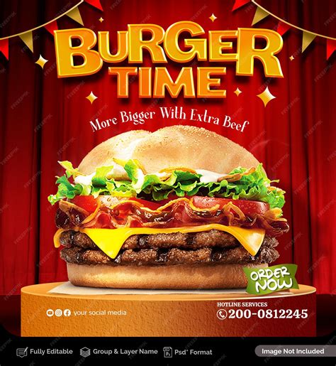 Premium Psd Psd Delicous Burger Promo Flyer Poster Social Media