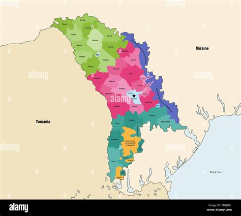 Vector Map Of Administrative Divisions Of Moldova With Neighbouring