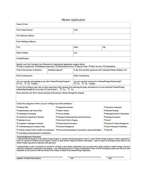 Mentor Application Template
