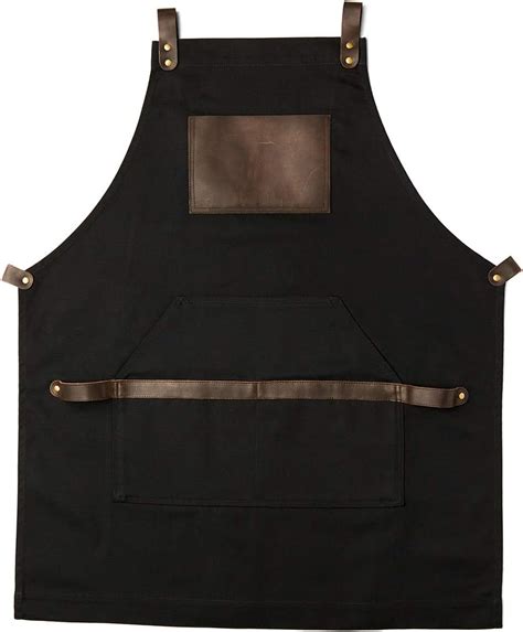 Oleksynprannyk Black Apron In Canvas And Leather For Chef