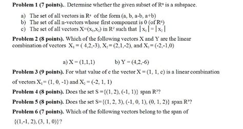 Solved Determine Whether The Given Subset Of R N Is A Chegg