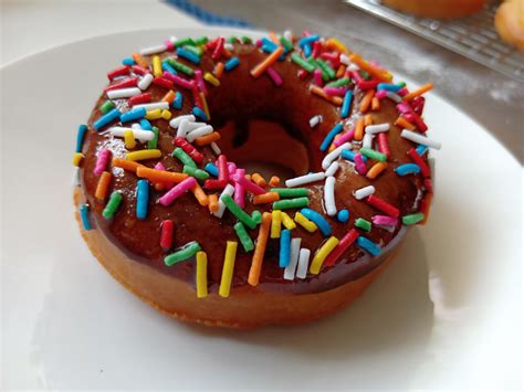 Homemade Chocolate Glazed Donut With Rainbow Sprinkles