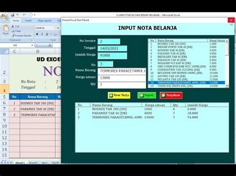 Aplikasi Kasir Atau Nota Belanja Di Excel Dengan Menggunakan Vba Youtube