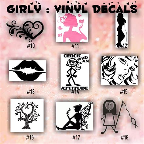 Girly Vinyl Decals 10 18 Car Window Sticker By Creativestudio805