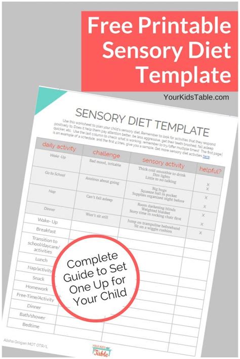 Create A Sensory Diet With This Template Free Pdf Sensory Diet Sensory Therapy Sensory