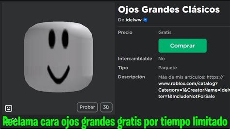 Rapido Reclama Esta Cara Ojos Grandes Gratis En Roblox Tiempo