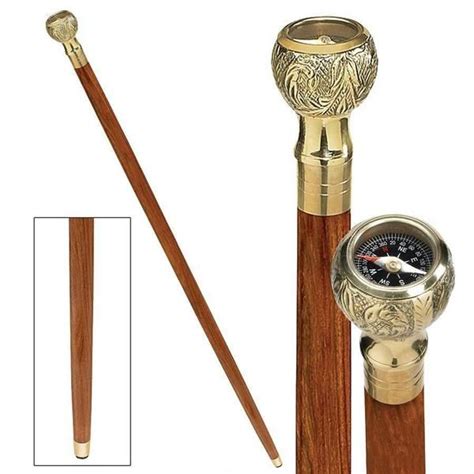 Collectible Authentic Polished Brass Gentleman S Walking Stick Compass In 2021 Walking Sticks