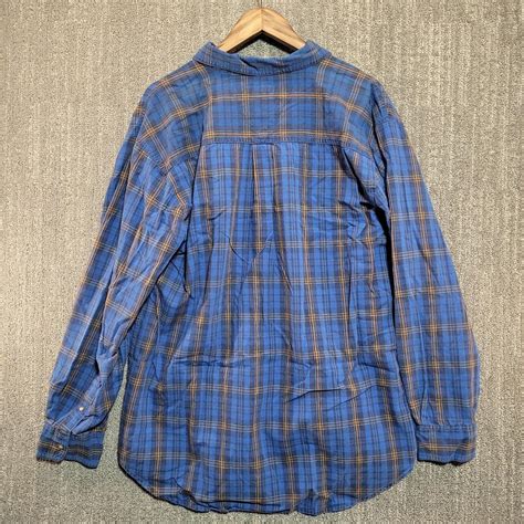 Vintage Blue Plaid Long Sleeve Button Up Shirt Depop