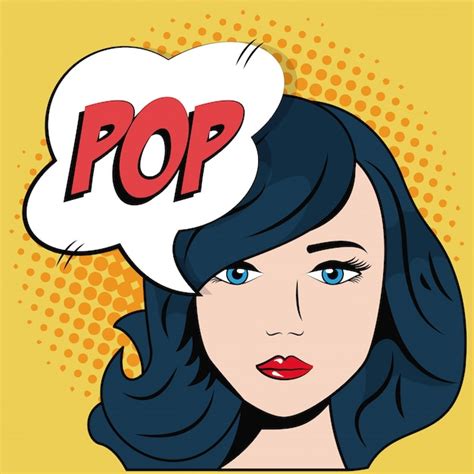 Premium Vector Comic Blue Hair Girl Bubble Speech Pop Art