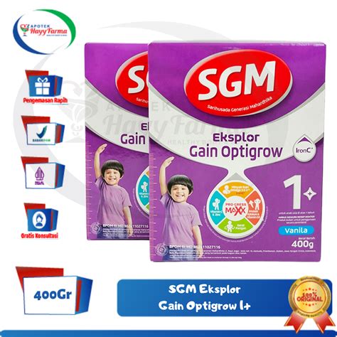 SGM Eksplor Gain Optigrow Umur 1 3 Tahun Rasa Vanilla 400 Gr Lazada