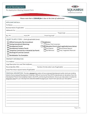 Fillable Online Land Development Pre Application Meeting Request Form