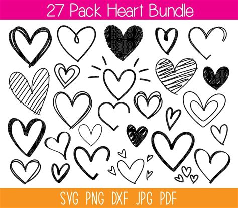 Heart Svg Bundle Heart Svg Hand Drawn Heart Svg Open Heart Etsy