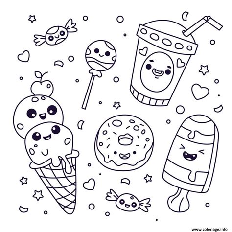 Coloriage Kawaii Glace Creme Donuts Jecolorie