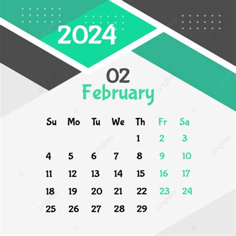 Modelo De Design De Calendário De Fevereiro De 2024 Vetor Png