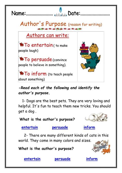 Author S Purpose Interactive Worksheet In Authors Purpose