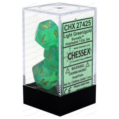 Borealis Light Greengold Polyhedral Roleplaying Dice Set 7 Chessex