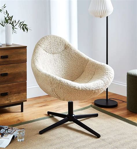 Cocoon Swivel Sherpa Egg Chair Mad About Mid Century Modern