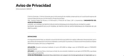 Aviso De Privacidad Encendido Radio