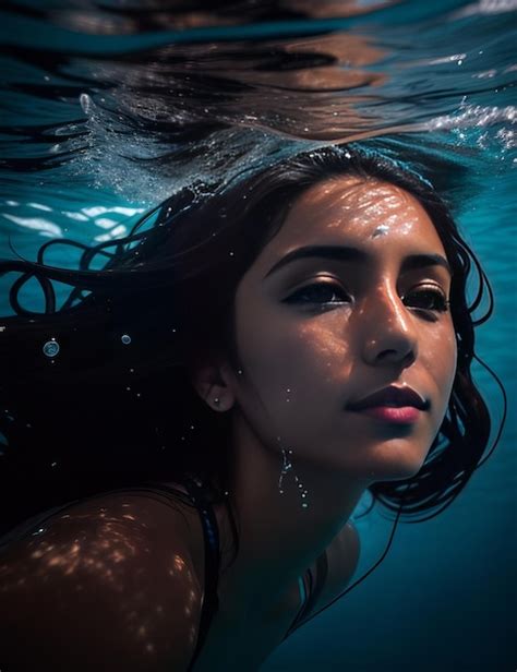 Mujer Nadando Bajo El Agua En El Oc Ano Foto Premium