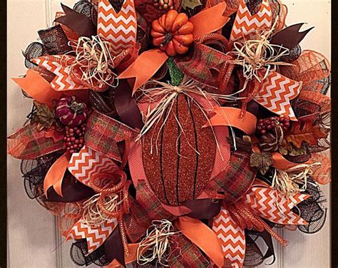 Fall Pumpkin Deco Mesh Wreath Halloween Wreath Pumpkin Etsy Deco