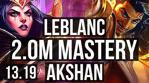 Leblanc Vs Akshan Mid M Mastery Legendary Games