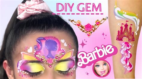 Barbie Face Paint Tutorial With Arm Design And DIY Gem YouTube