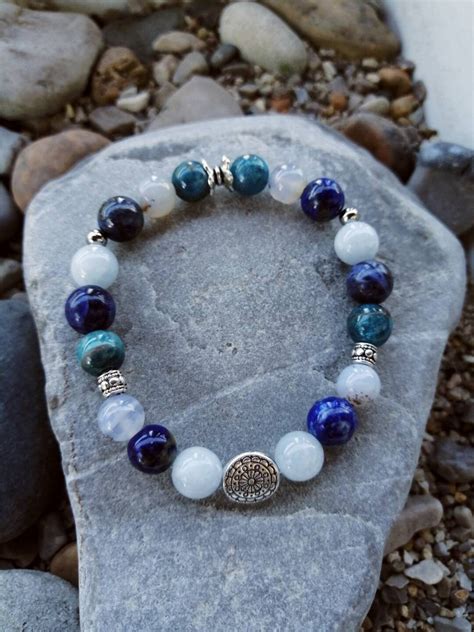 Bracelet Aigue Marine Apatite Lapis Lazuli Sodalite Et Calc Doine