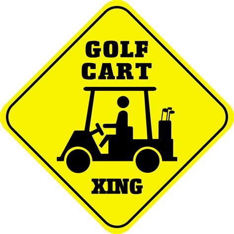 Golf Cart Crossing Funny Metal Aluminum Novelty Sign