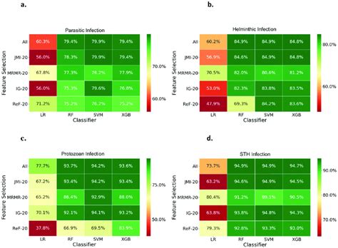 Heatmaps Illustrating The Accuracy Scores For Different Feature