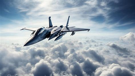 Premium AI Image | Fighter jet above clouds