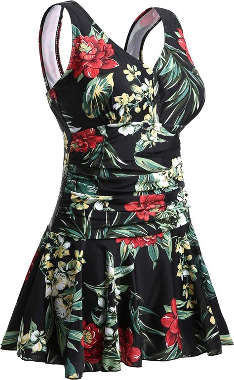 Summer Mae Womens Plus Size Flower Printing Shaping Body One Piece