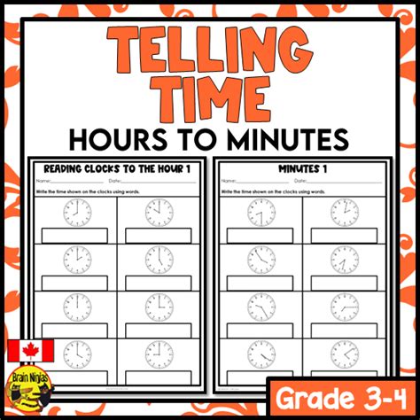 Reading Clocks And Telling Time Hours To Minutes Math Worksheets