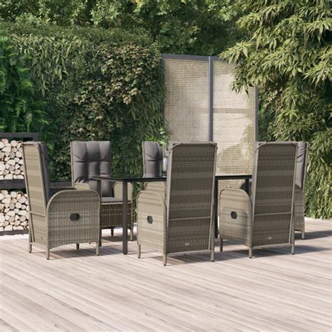 Mobilier D Ner De Jardin Et Coussins Pcs Noir Et Gris Rotin Vidaxl